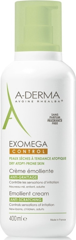 A-DERMA - Exomega Control Μαλακτική Κρέμα Σώματος Κατά του Κνησμού για Ξηρές Επιδερμίδες, 400ml