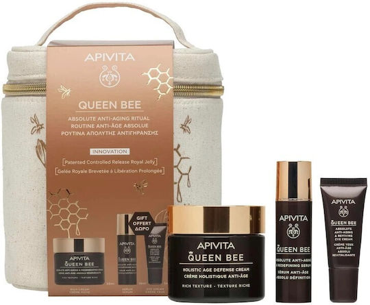 APIVITA - Promo Queen Bee Κρέμα Πλούσιας Υφής Απόλυτης Αντιγήρανσης & Αναγέννησης 50 ml & Δώρο Queen Bee Serum Αντιγήρανσης 10 ml + Queen Bee Κρέμα Ματιών Αντιγήρανσης 5 ml