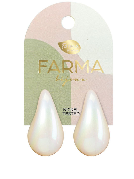 FARMA BIJOUX - Υποαλλεργικά Σκουλαρίκια Σταγόνες Λευκό Περλέ 30mm (BEWOW13) 1 Ζευγάρι