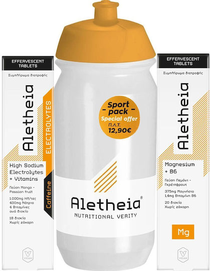 VICAN - Promo Aletheia High Sodium Electrolytes + Vitamins + Caffeine 18 Αναβράζοντα Δισκία & Magnesium + Vitamin B6 20 Αναβράζοντα Δισκία & Δώρο Sport Bottle 500ml 1τμχ