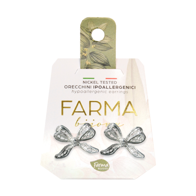 FARMA BIJOUX - Υποαλλεργικά Σκουλαρίκια Ασημί Φιόγκος (BEG013) 1 Ζευγάρι