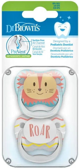 DR. BROWNS - Ορθοδοντικές Πιπίλες Σιλικόνης PreVent για 0-6m με Σχέδια PV 12015 2τμχ