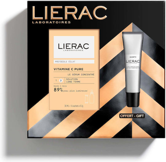 LIERAC - Xmas Promo Protocole - Πρωτόκολλο Λάμψης Ο Συμπυκνωμένος Ορός με Καθαρή Βιταμίνη C 30ml & 14 σακουλάκια x 0.2gr & Δώρο Dark Circle Correction Fluid Λεπτόρρευστη Κρέμα Διόρθωσης Μαύρων Κύκλων 15ml