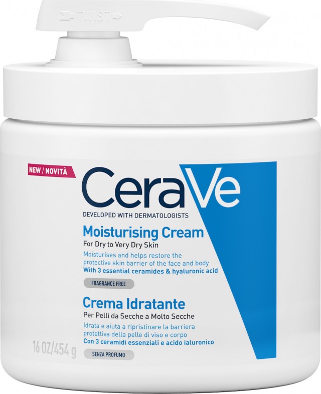 CERAVE - Moisturising Cream For Dry To Very Dry Skin Pump Ενυδατική Κρέμα για Ξηρό έως Πολύ Ξηρό Δέρμα με Αντλία 454gr