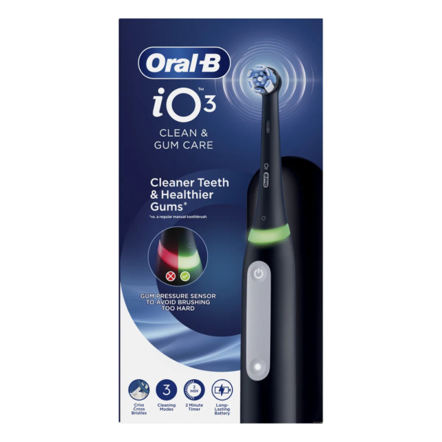 ORAL-B - iO3 Clean & Gum Care Ηλεκτρική Οδοντόβουρτσα Matt Black & Θήκη Ταξιδίου 1τμχ