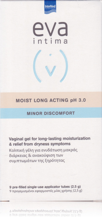 INTERMED - EVA Intima Moist Long Acting Gel Minor Discomfort ph 3.0 Γέλη Για Την Ξηρότητα Του Κόλπου 9 Προγεμισμένοι Εφαρμοστές