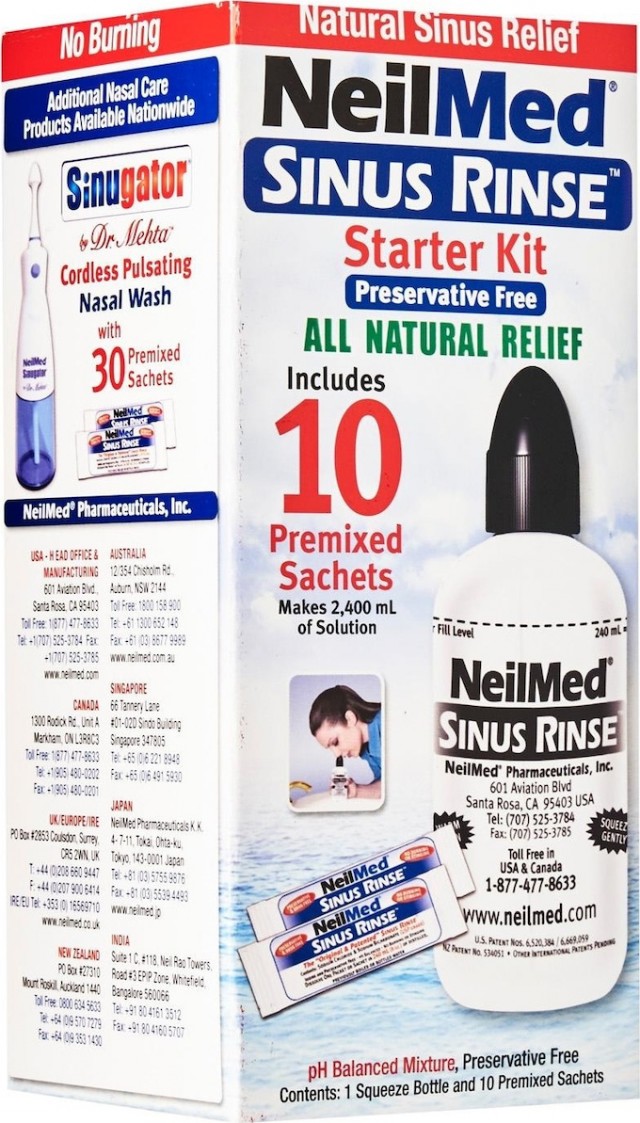 NEILMED - Sinus Rinse Starter Kit Σύστημα Φυσικής Θεραπευτικής Ανακούφισης των Ρινικών Παθήσεων, 10 φάκελλοι