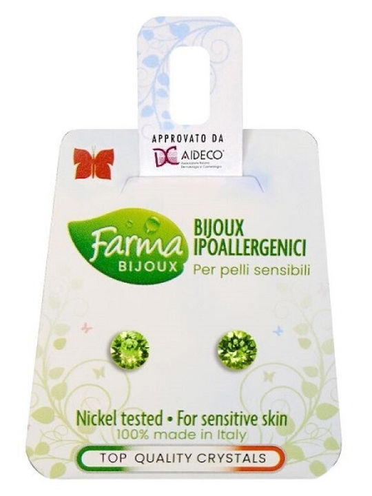 FARMA BIJOUX - Υποαλλεργικά Σκουλαρίκια Πράσινο Κρύσταλλο 6.2mm (BE65C05) 1 Ζευγάρι