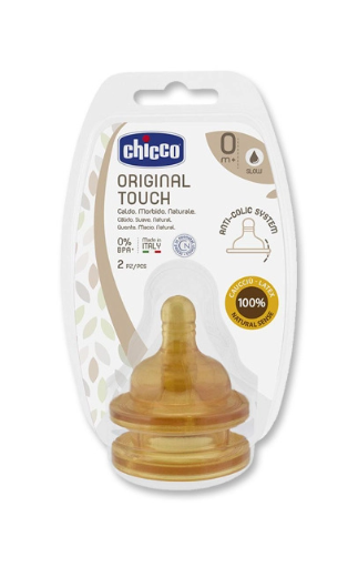 CHICCO - Original Touch Θηλές από Καουτσούκ Κανονικής Ροής για 0+ μηνών 2τμχ