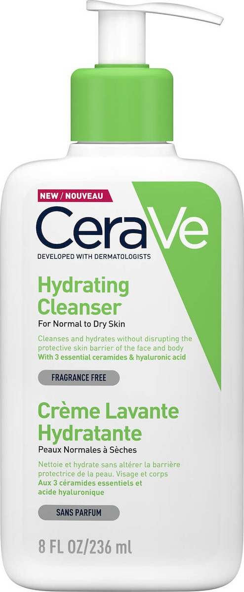 CERAVE - Hydrating Cleanser Cream for Normal to Dry Skin Κρέμα Καθαρισμού για Κανονική έως Ξηρή Επιδερμίδα 236ml