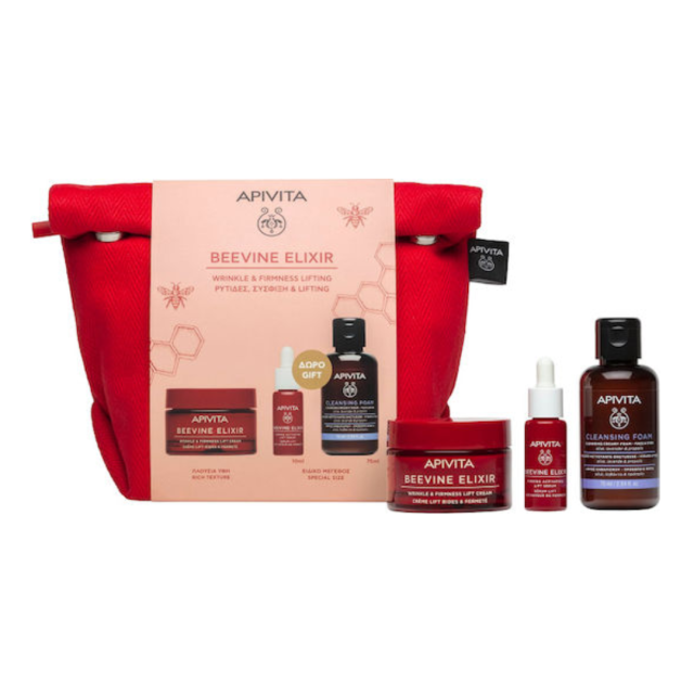 APIVITA - Promo Beevine Elixir Αντιρυτιδική Κρέμα Πλούσιας Υφής 50ml & ΔΩΡΟ Beevine Elixir Ορός Ενεργοποίησης Σύσφιξης & Lifting 10ml & Mini Αφρός Καθαρισμού για Πρόσωπο & Μάτια 75ml & Νεσεσέρ