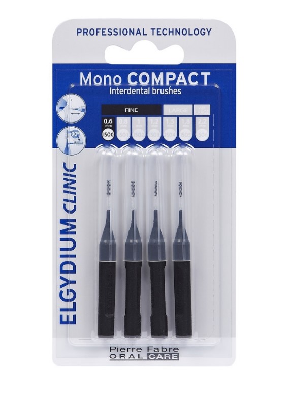 ELGYDIUM - Clinic Mono Compact Μεσοδόντια Βουρτσάκια 0.35mm σε χρώμα Μαύρο 4τμχ