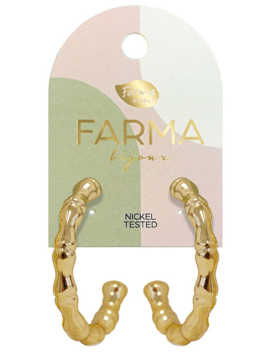 FARMA BIJOUX - Υποαλλεργικά Σκουλαρίκια Bambu Hoops Χρυσοί Κρίκοι Bambu (WOW8) 38mm 1 Ζευγάρι