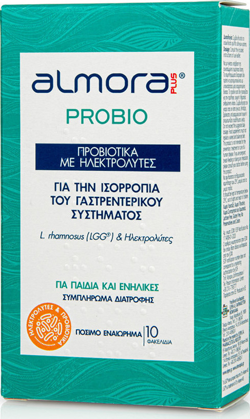 ALMORA PLUS - Probio Συμπλήρωμα Προβιοτικών Με Ηλεκτρολύτες Για Παιδιά και Ενήλικες 10 Φακελίσκοι