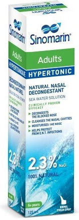 SINOMARIN - Adults Hypertonic Υπέρτονο Φυσικό Ρινικό Αποσυμφορητικό για Ενήλικες 125ml