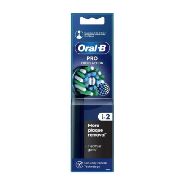 ORAL-B - Pro Cross Action Ανταλλακτικές Κεφαλές Ηλεκτρικής Οδοντόβουρτσας Μαύρες 2 τμχ