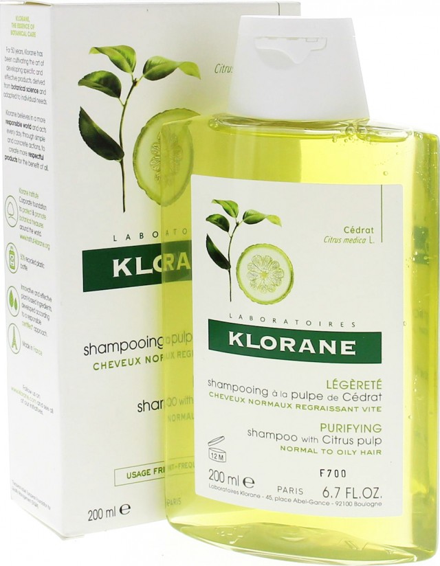 KLORANE - Shampoo Citrus Pulp Σαμπουάν συχνής χρήσης με πολτό Κίτρου & βιταμίνες, για όλους τους τύπους μαλλιών, 200ml
