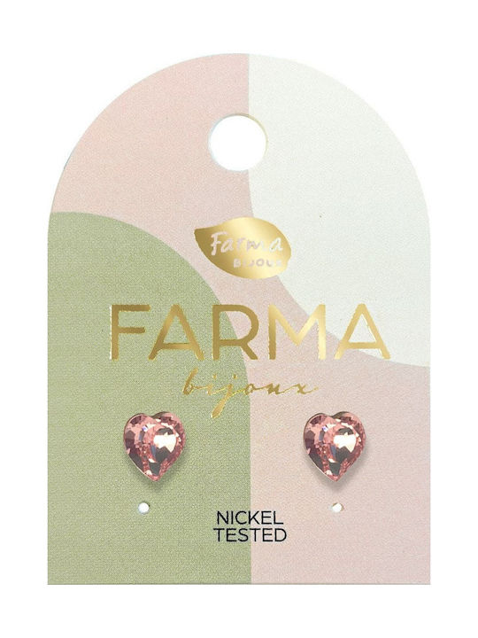 FARMA BIJOUX - Υποαλλεργικά Σκουλαρίκια Καρδιές Απαλό Ροζ (BE30C14) 5mm 1 Ζευγάρι