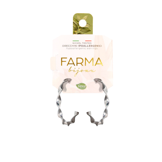 FARMA BIJOUX - Υποαλλεργικά Σκουλαρίκια Κρίκοι Ασημί Σπιράλ 30mm 1 Ζευγάρι