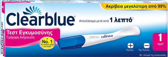 CLEARBLUE - Rapid Detection Τεστ Εγκυμοσύνης Γρήγορη Ανίχνευση Αποτέλεσμα μόλις σε 1 λεπτό 1τμχ