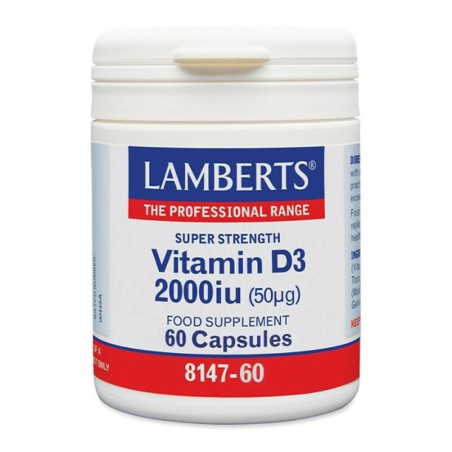 LAMBERTS - Vitamin D3 2000iu (50μg) για την υγεία Οστών Δοντιών Ανοσοποιητικού, 60caps
