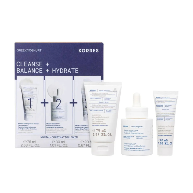 KORRES - Promo Greek Yoghurt Cleanse + Balance + Hydrate Cream Cleanser 75ml & Probiotic Super Serum 30ml & Probiotic Gel Cream 20ml