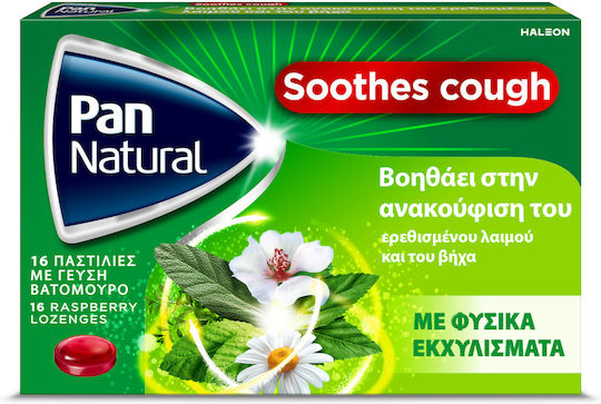 PAN NATURAL - Παστίλιες για Φυσική Ανακούφιση από τον Ερεθισμένο Λαιμό και το Βήχα με γεύση Βατόμουρο 16 Παστίλιες