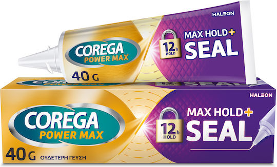 COREGA - Max Hold+Seal Στερεωτική Κρέμα Τεχνητής Οδοντοστοιχίας για την προστασία από την Εισχώρηση των Τροφών 40gr