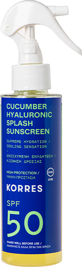 KORRES - Αγγούρι - Υαλουρονικό Αντηλιακό Splash SPF50 Για Πρόσωπο Σώμα 150ml