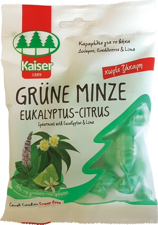 KAISER - Grüne Minze Euka Lime Καραμέλες  για το Λαιμό με Δυόσμο - Ευκάλυπτο - Lime 70gr