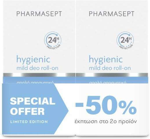 PHARMASEPT - Promo Hygienic Mild Deo Roll-On Απαλό Αποσμητικό για Ευαίσθητες Επιδερμίδες 2x50ml