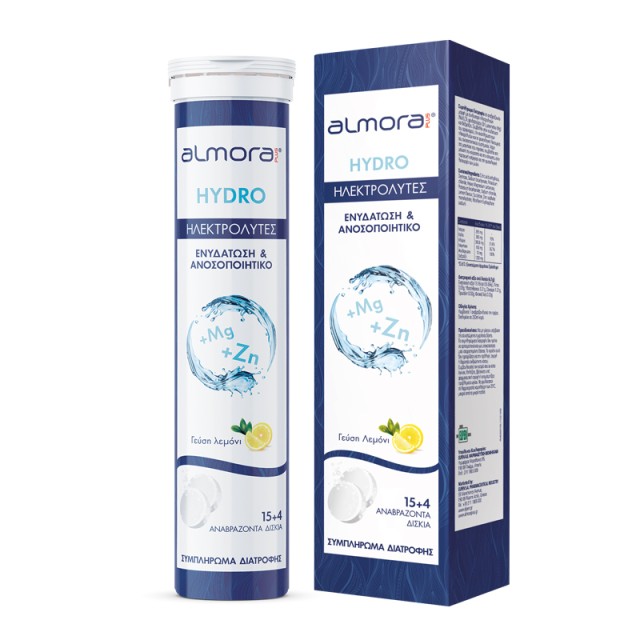 ALMORA PLUS - Hydro Ηλεκτρολύτες με Γεύση Λεμόνι 15+4 Αναβράζοντα Δισκία