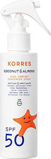 KORRES - Καρύδα - Αμύγδαλο Παιδικό Αντηλιακό Spray Για Πρόσωπο Σώμα SPF50 150ml