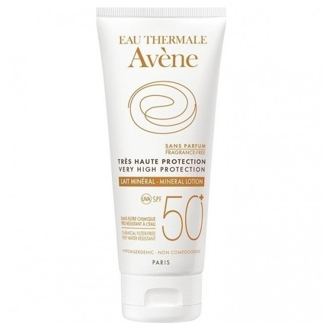 AVENE - Lait Mineral Αντηλιακό Γαλάκτωμα Πολύ Υψηλής Προστασίας SPF50+ για μη Ανεκτικές Επιδερμίδες Βρέφη Παιδιά Ενήλικες 100ml