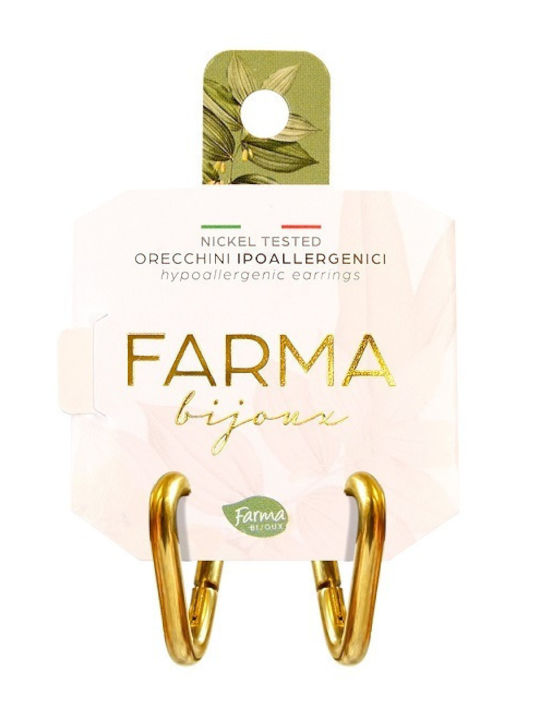 FARMA BIJOUX - Υποαλλεργικά Σκουλαρίκια Κρίκοι Χρυσοί σε Σχήμα V 20mm 1 Ζευγάρι