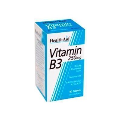 HEALTH AID - Vitamin B3 Niacin Συμπλήρωμα Διατροφής για το Νευρικό Σύστημα 250mg, 90tabs