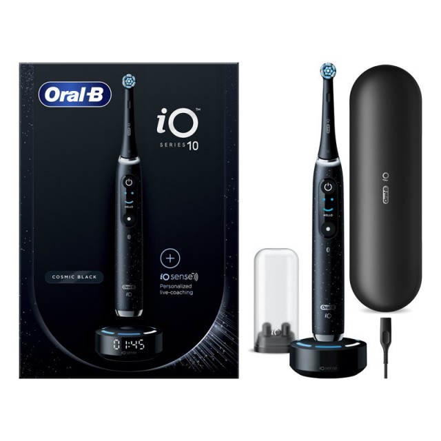 ORAL-B - iO Series 10 Ηλεκτρική Οδοντόβουρτσα με Χρονομετρητή, Αισθητήρα Πίεσης και Θήκη Ταξιδίου Cosmic Black