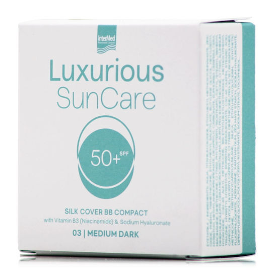 INTERMED - Luxurious SunCare Silk Cover BB Compact SPF50+ 03 Medium Dark - Αντηλιακή Πούδρα Προσώπου Medium Dark Απόχρωση 12gr