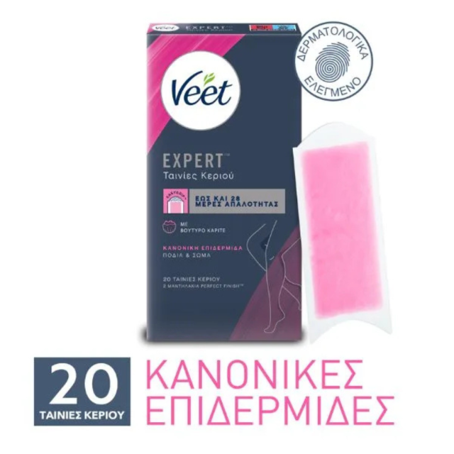 VEET - Easy Gel Ταινίες Αποτρίχωσης Ποδιών Κρύο Κερί για Κανονικές Επιδερμίδες 20Τμχ