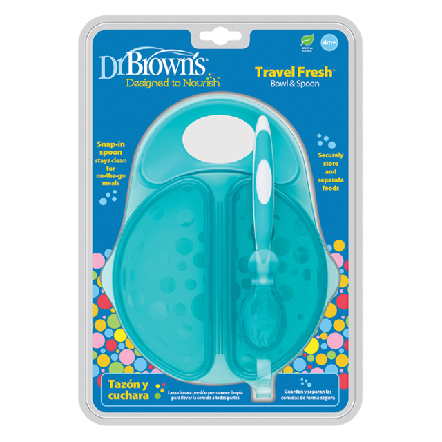 DR. BROWNS -  Σετ Μπολ Φαγητού Με Καπάκι Και Κουταλάκι Ταΐσματος για 4m+ TF010