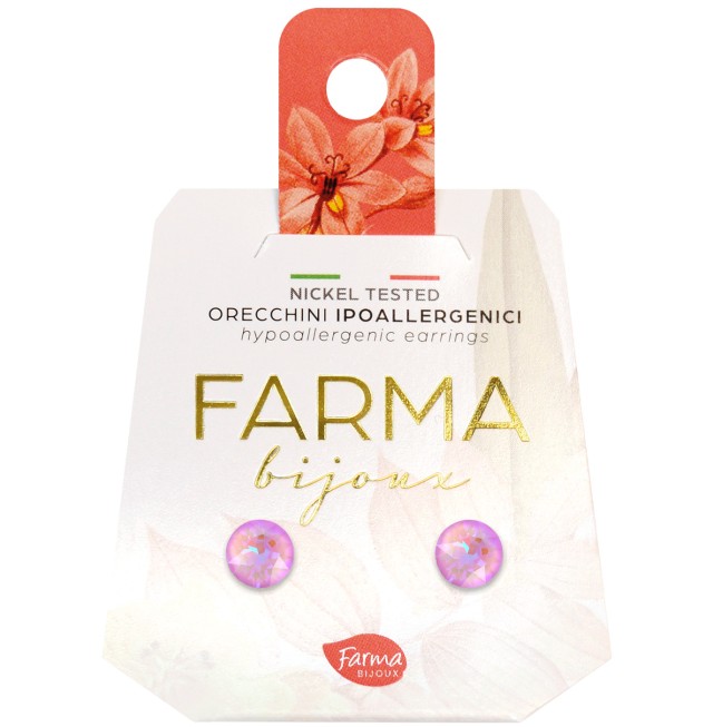 FARMA BIJOUX - Υποαλλεργικά Σκουλαρίκια Κρύσταλλα Λεβάντα 6,2mm (BE65C58)  1 Ζευγάρι