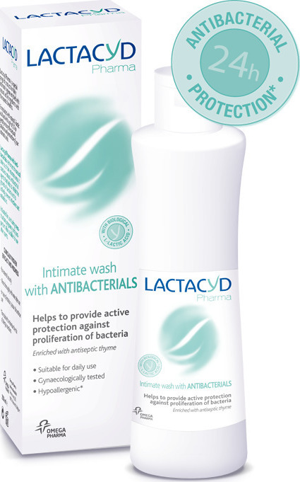 LACTACYD - Pharma With Antibacterials Καθαριστικό Ευαίσθητης Περιοχής Με Αντιβακτηριακά 250ml