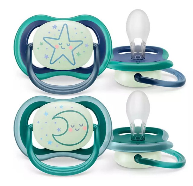 AVENT - Ultra Air Nighttime Ορθοδοντικές Πιπίλες Σιλικόνης 6-18m+ Aστέρι-Φεγγάρι SCF376/13 2τμχ