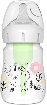 DR BROWNS - Natural Flow Options+ Anti-Colic Πλαστικό Μπιμπερό Κατά των Κολικών με Φαρδύ Λαιμό για 0+ m Λαγουδάκι 150ml