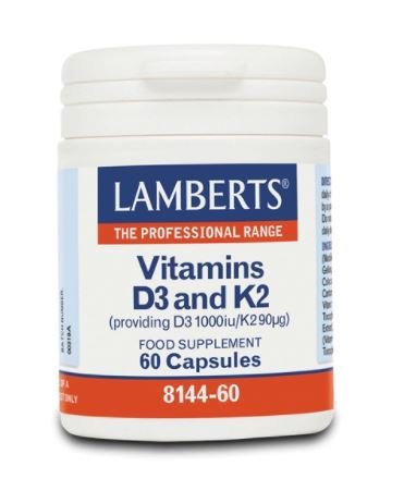 LAMBERTS - Vitamins D3 και K2, 60 κάψουλες