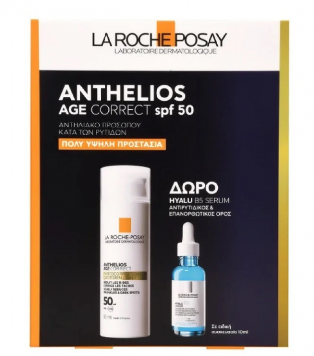 LA ROCHE POSAY - Promo Anthelios Age Correct SPF50 Αντηλιακό Προσώπου κατά της Φωτογήρανσης 50ml & ΔΩΡΟ Hyalu B5 Serum 10ml