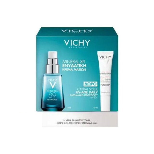 VICHY - Promo Mineral 89 Eyes Ενυδατική Κρέμα Ματιών 15ml & Δώρο UV-Age Daily SPF50+ Αντηλιακό Προσώπου 15ml
