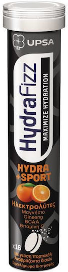 UPSA - Hydrafizz Hydra + Sport Ηλεκτρολύτες με γεύση Πορτοκάλι 16 Αναβράζοντα Δισκία