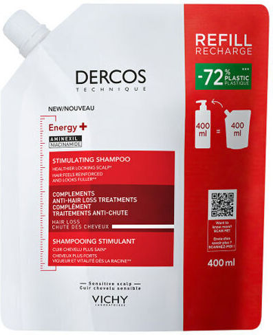 VICHY - Dercos Energy+ Stimulating Shampoo - Σαμπουάν για την Τριχόπτωση Eco Refill 400ml