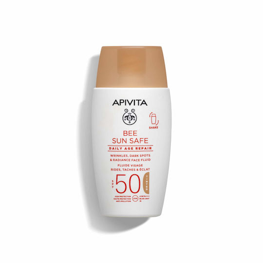 APIVITA - Bee Sun Safe Daily Age Repair Tinted Face Fluid SPF50 - Λεπτόρρευστη Αντηλιακή Κρέμα Προσώπου με Χρώμα κατά των Πανάδων & Ρυτίδων 50ml